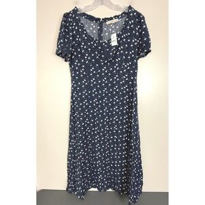 LOFT Navy Blue Floral Midi Dress